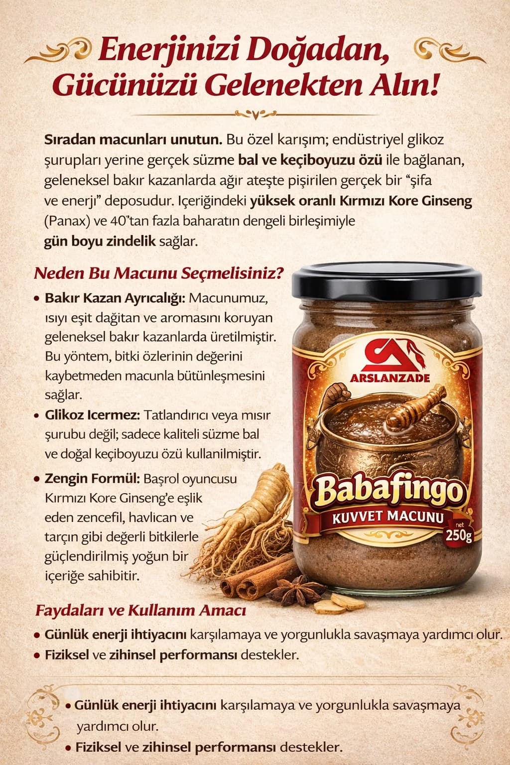 Babafingo Ginsengli Özel Karışım Kuvvet Macunu 250g