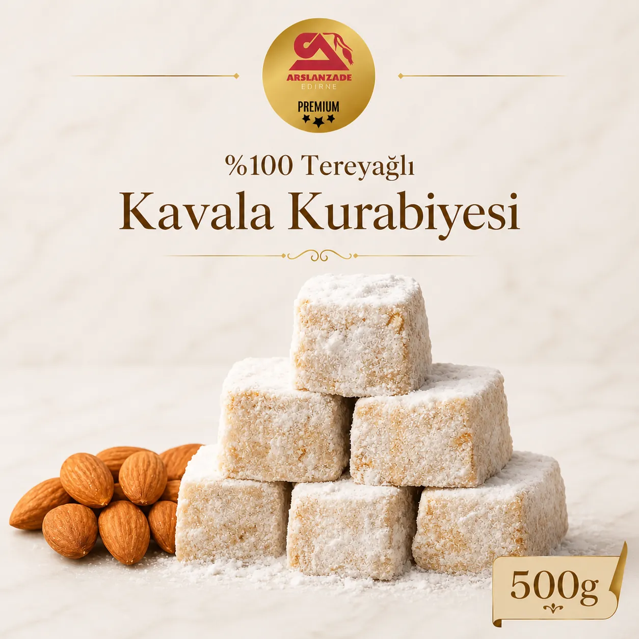 %100 Tereyağlı Kavala Kurabiyesi Kare 500gr